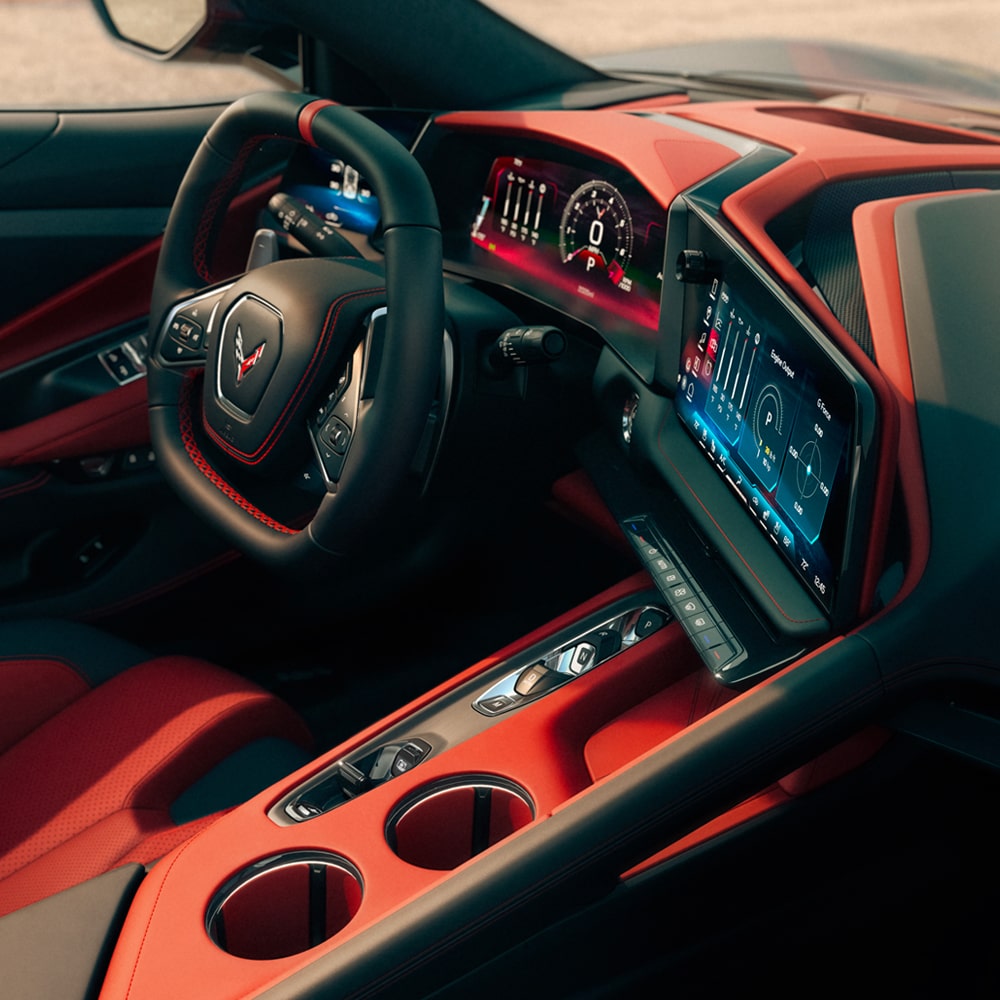 Passenger View of Red 2026 Corvette Interior