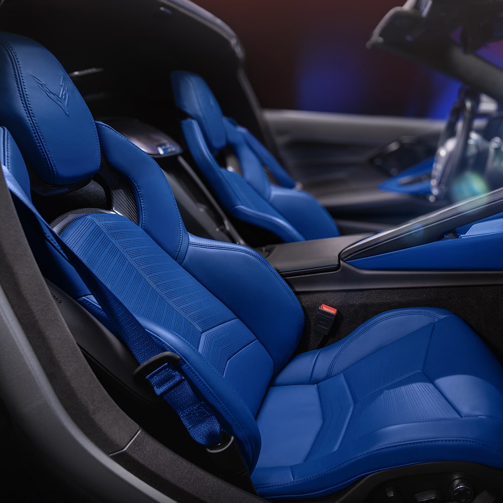 Passenger View of Blue 2026 Corvette Interior