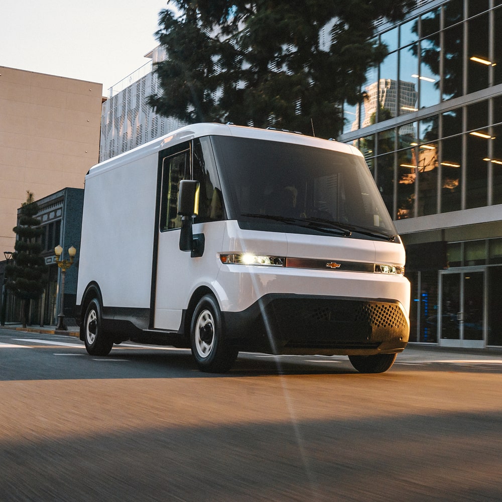 2025 Chevy Brightdrop Van Parked Outside of an Office Building 