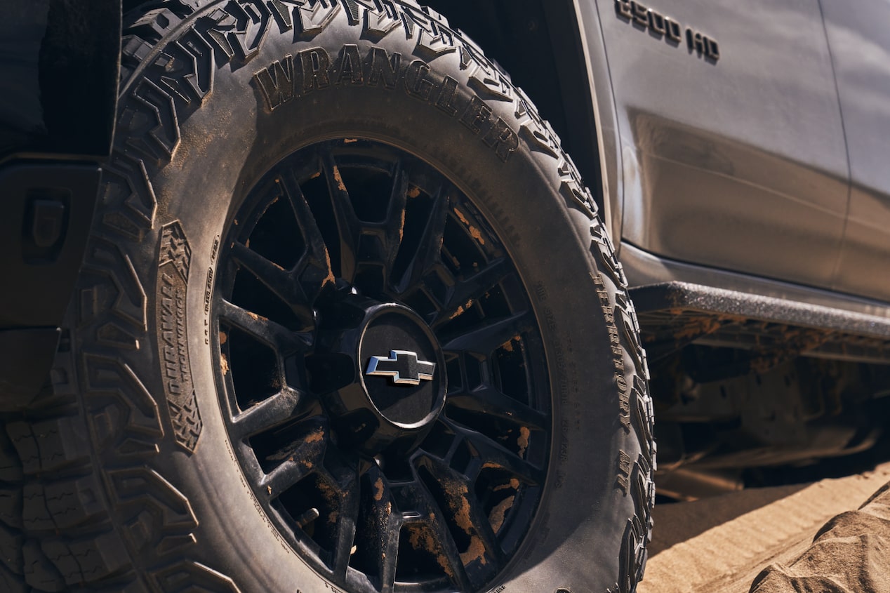 Close-Up Shot of Silverado HD ZR2 Goodyear Wrangler Territory MT Tires