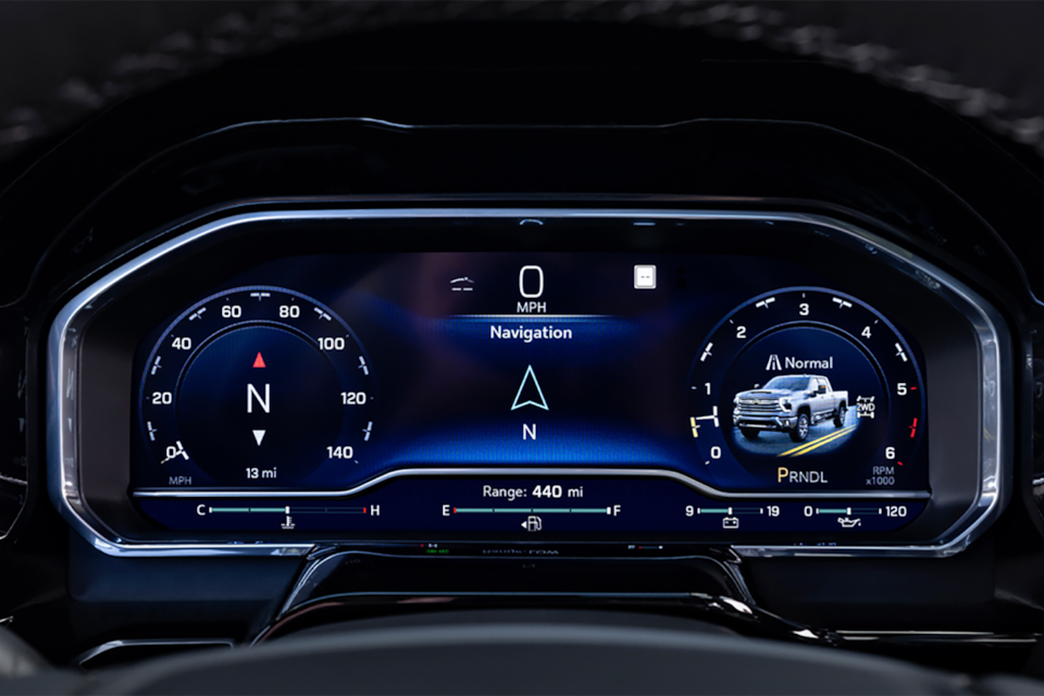 Close-up of the Speed Meter of 2025 Chevy Silverado HD