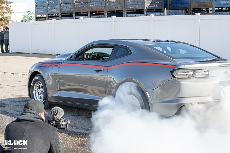 Kelsey Collins performed a burnout at the COPO Build Center and soon also made her first passes at Texas Motorplex.
