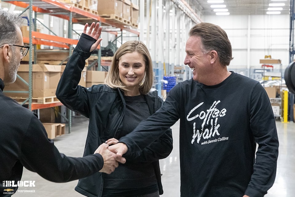 Kelsey and Dennis Collins on a tour of the COPO Build Center.