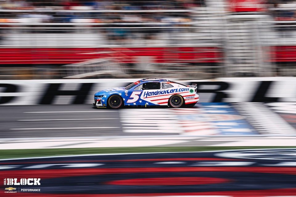 Kyle Larson swept the NASCAR weekend at North Wilkesboro and ran a patriotic scheme the following week at Charlotte. 