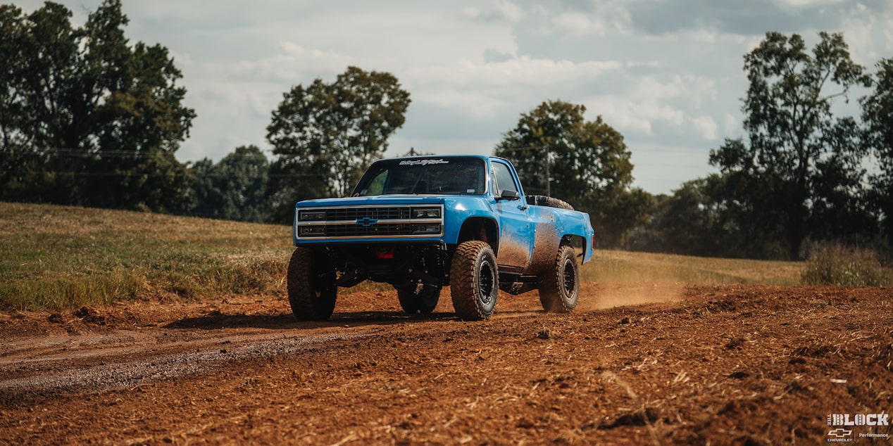 This square-body Chevrolet is built to perform with an upgraded suspension and LS engine under the hood. 