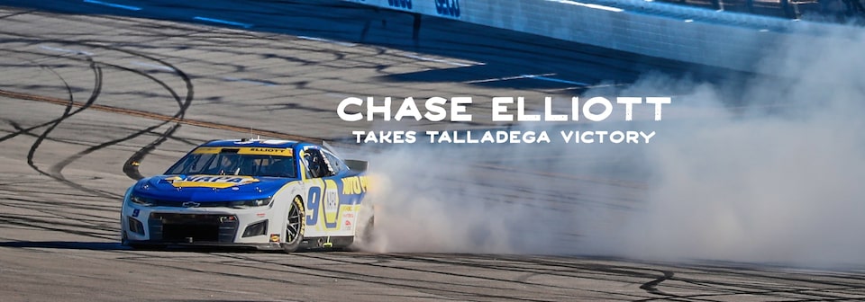 chase elliott takes talladega victory